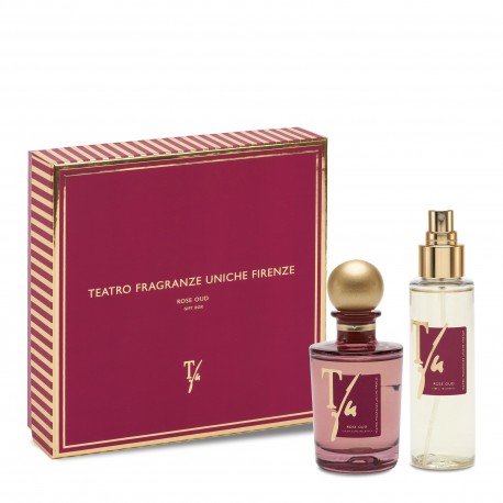 ROSE OUD (Luxury collection), Gift box Diffuser with sticks + Fabric Spray, Teatro Fragranze Uniche