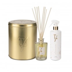 JOYFUL, Gold Tin Box, 250 ml diffuser with sticks + 500 ml Spray Gun, Teatro Fragranze Uniche